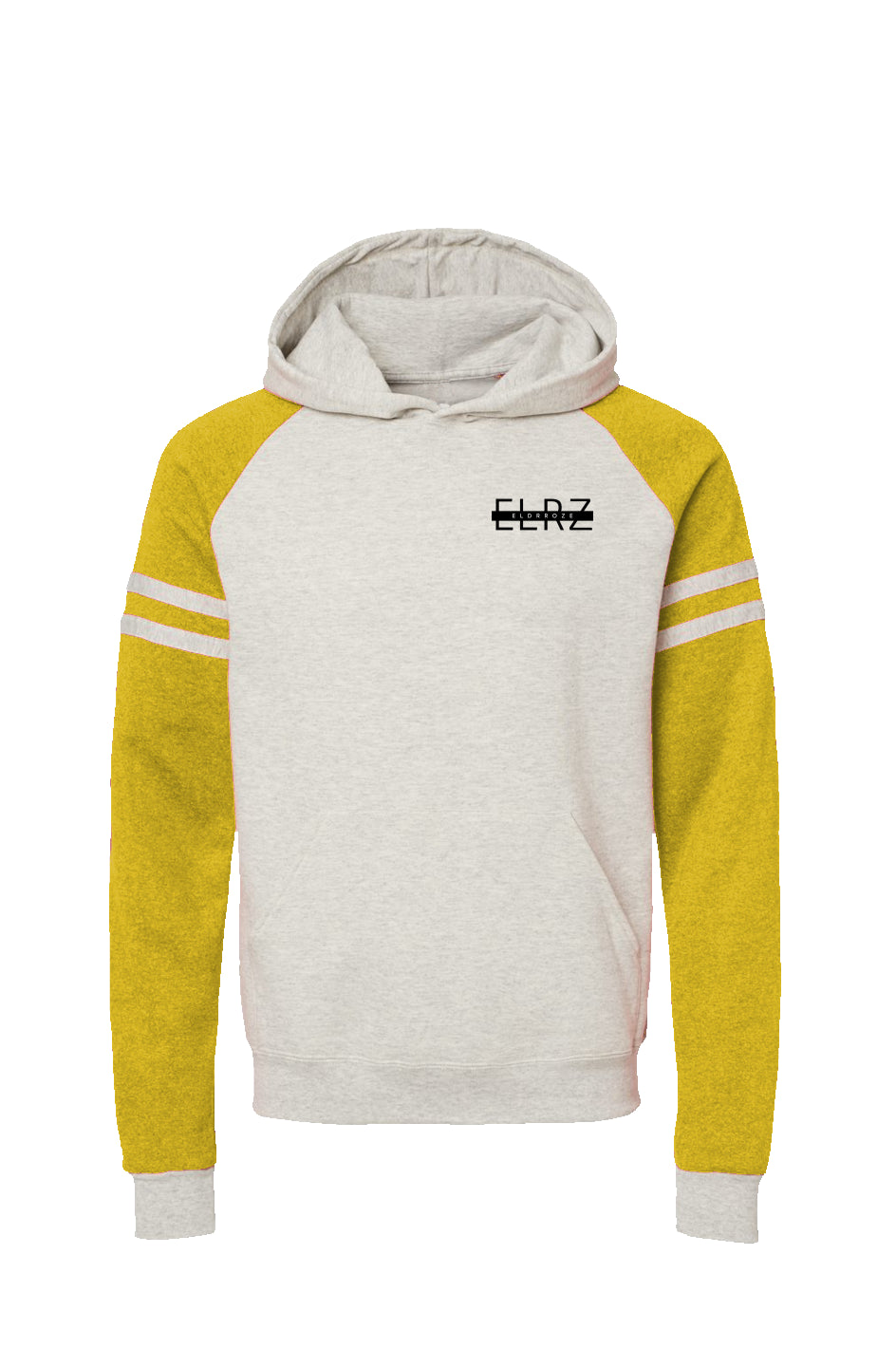 ELDRROZE Mustard Varsity Colorblocked Raglan Hoodi