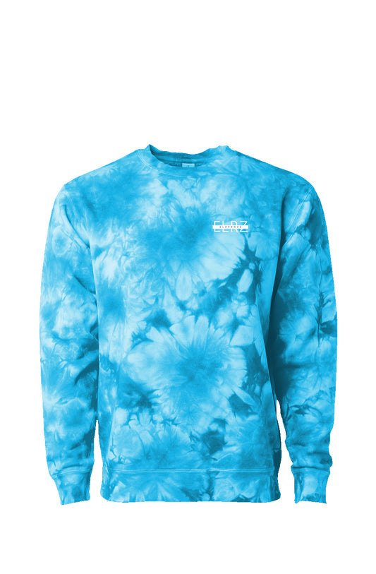 ELDRROZE Blue Crystal Tie Dye Crewneck